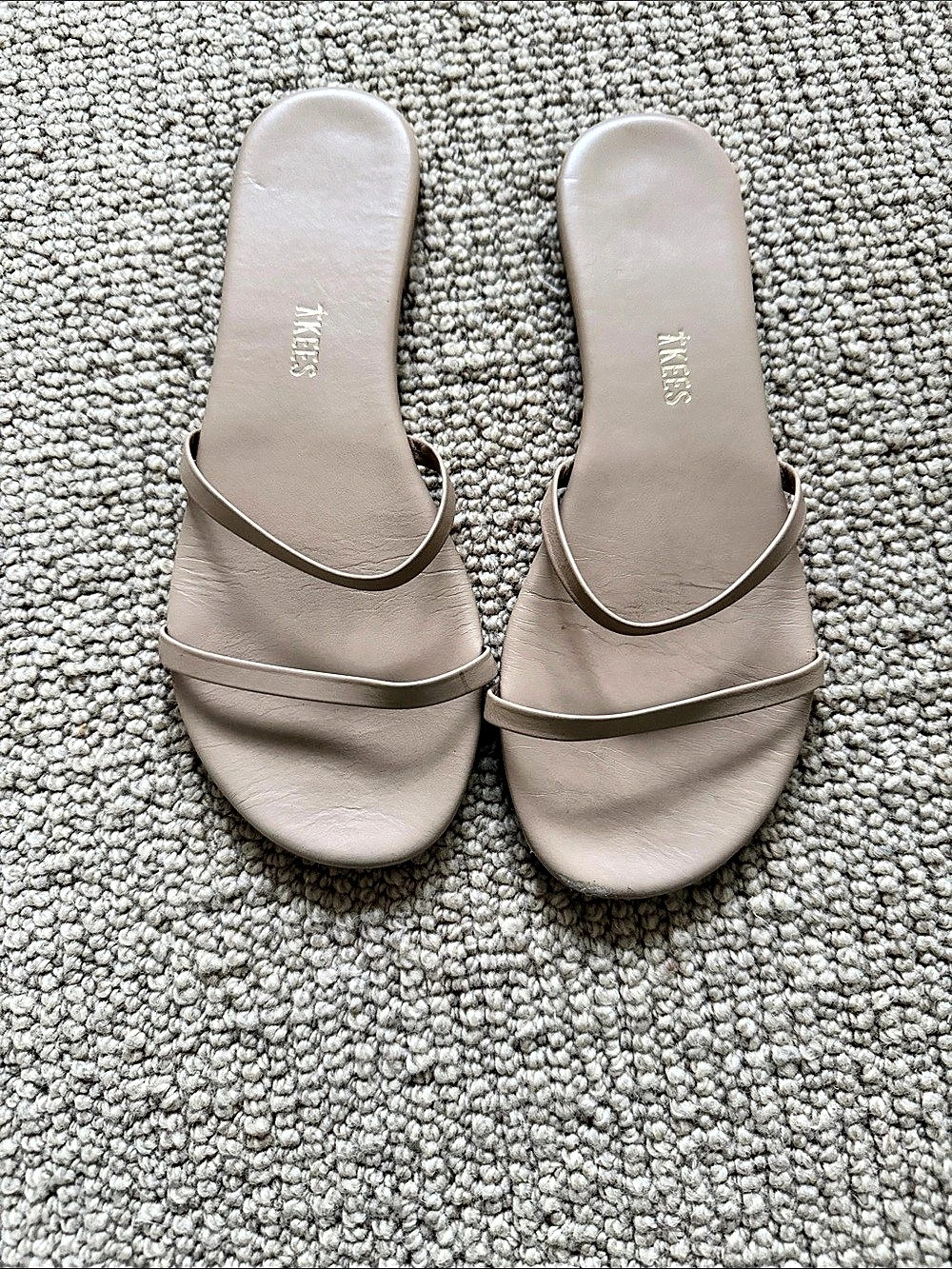 Tykees  Strappy Flat Sandals in Beige leather